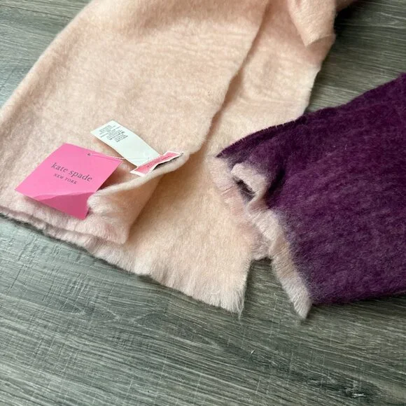 NWT Kate Spade Colorblock Pink Yarn Dyed 80" Scarf - Picture 2 of 6